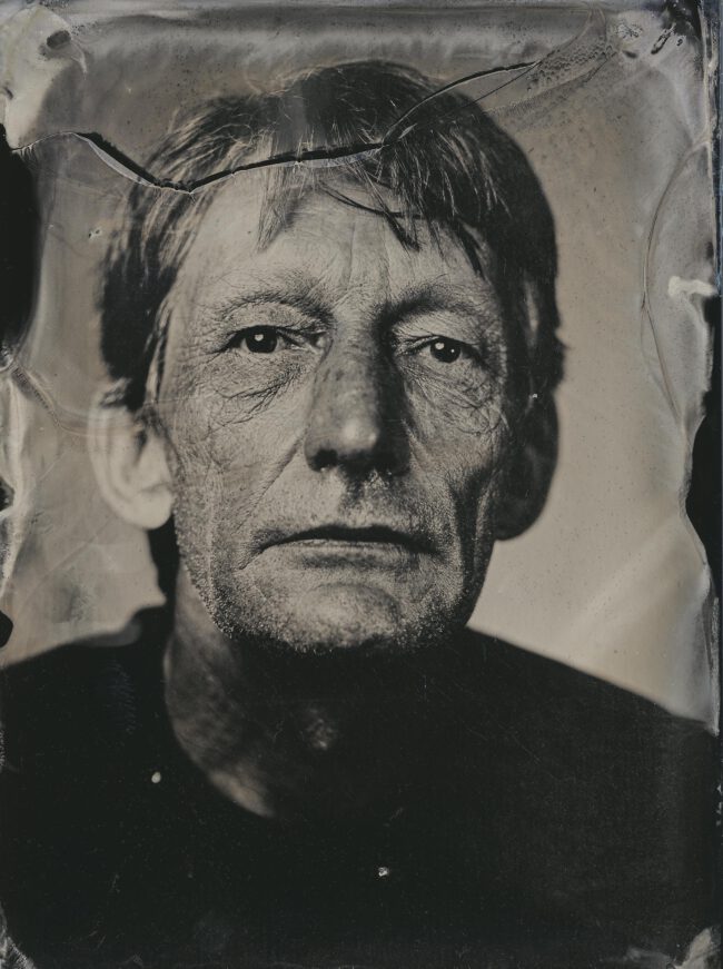 Nassplatte, Schwarz-Weiß, Portraitaufnahme von älterem Mann