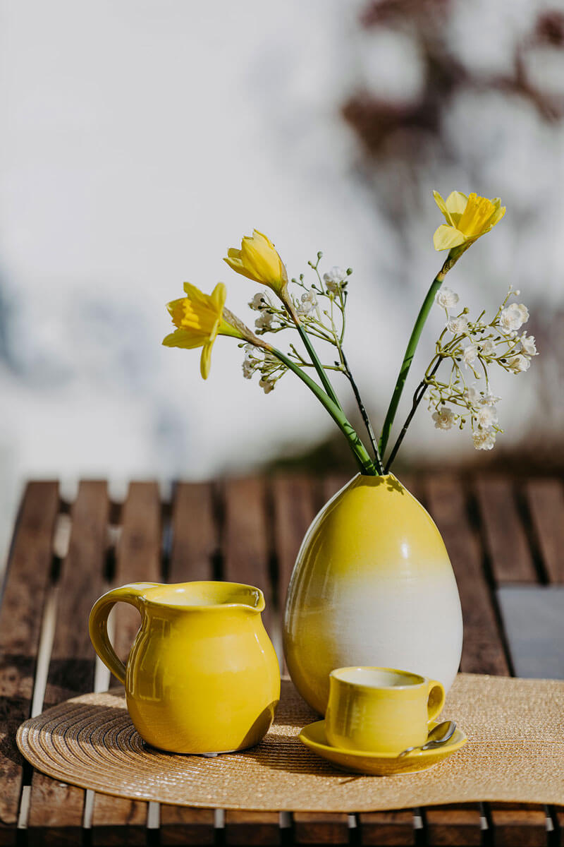 Gelbe Keramikvase Produktfoto