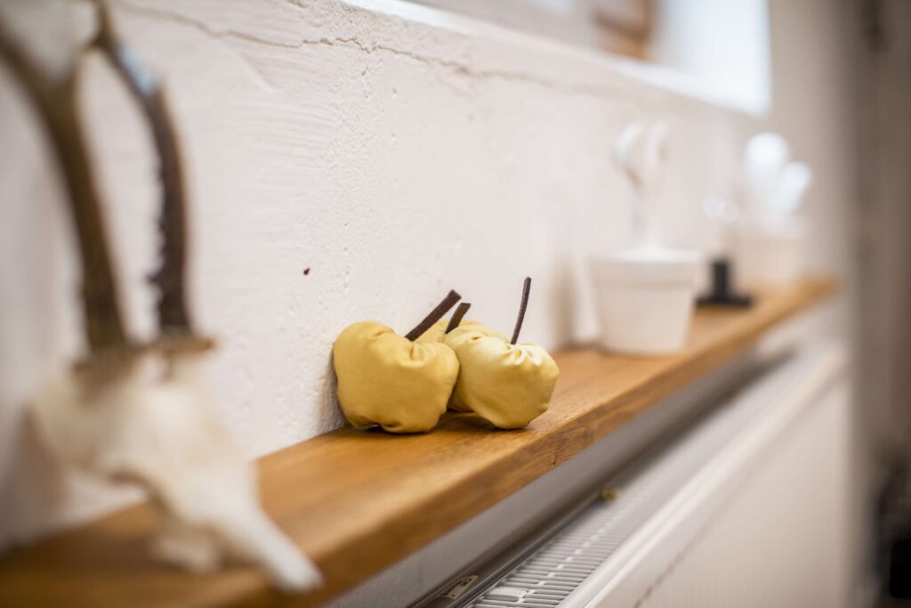 Zwei Dekostuecke auf einem Regal im Studio von Befotomedia in Loechgau.